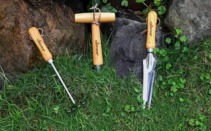 Gardtech Garden Tool Set, Made by Real Ash Wood Handle and Thicken Stainless Steel- 3 Pcs Including Garden Hand Trowel, Transplant, Cultivator-Gardening Gifts for Gardener by GreenHaven Gardens