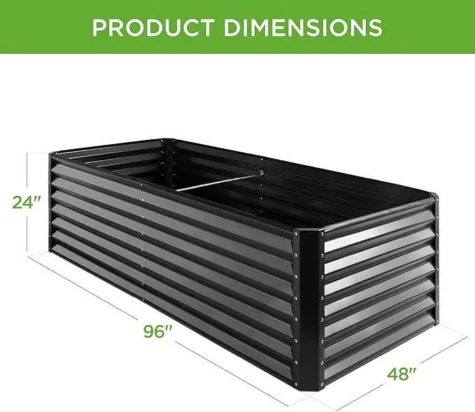 Best Choice Products 8x4x2ft Outdoor Metal Raised Garden Bed, Deep Root Planter Box for Vegetables, Flowers, Herbs, and Succulents w/ 478 Gallon Capacity - Gray by GreenHaven Gardens