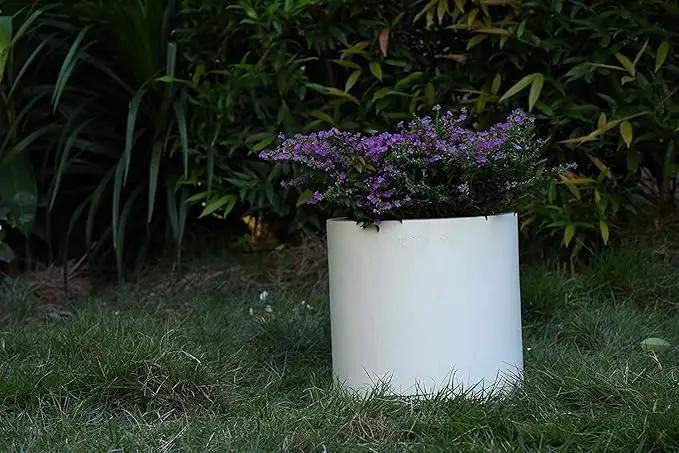 Kante 9.8" Dia Round Concrete Planter, Modern Style Large Cylindrical Plant Pot with Drainage Hole and Rubber Plug for Indoor Outdoor Patio, Pure White by GreenHaven Gardens