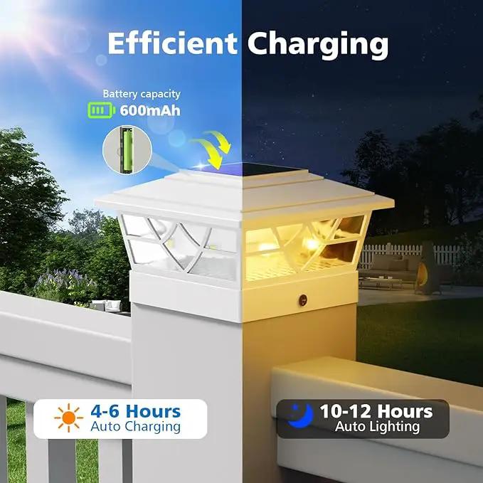 NIORSUN Solar Post Lights Outdoor 6 Pack, 2 Modes LED, Deck Fence Post Solar Lights for 3.5x3.5 4x4 5x5 5.5x5.5 Caps Patio Garden Decoration, White by GreenHaven Gardens