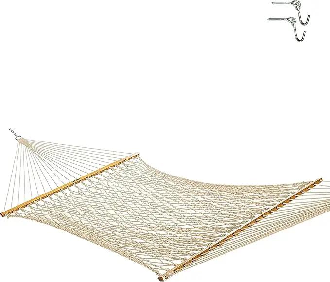 Original Pawleys Island 13DCOT Large Oatmeal DURACORD Rope Hammock with Free Extension Chains & Tree Hooks, Handcrafted in The USA, Accommodates 2 People, 450 LB Weight Capacity, 13 ft. x 55 in. by GreenHaven Gardens