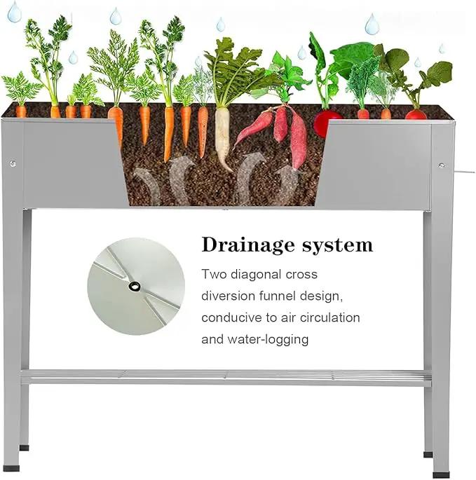 Raised Garden Bed, Garden Raised Planter Box with Legs, Galvanized Garden Planter for Herbs and Vegetables (40" Grey) by GreenHaven Gardens
