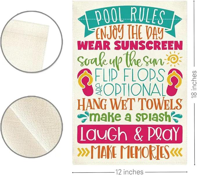 Patio Summer Clearance Pool Garden Flag Welcome to Our Patio Sign Outdoor Decorations Small Double Sided Burlap art Stained Glass Style Garden Flags 12 x 18 Inch for Outside by GreenHaven Gardens