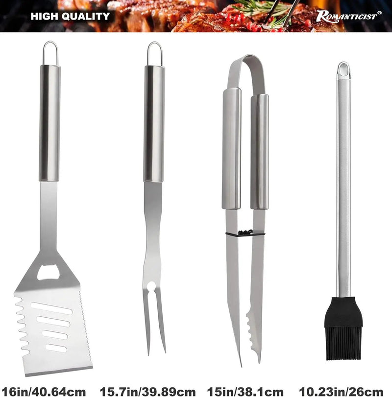 ROMANTICIST 23pcs Must-Have BBQ Grill Accessories Set with Thermometer in Case - Stainless Steel Barbecue Tool Set with 2 Grill Mats for Backyard Outdoor Camping - Father's Day Best Barbecue Gift by GreenHaven Gardens
