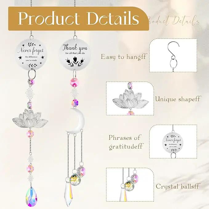 6 Pcs Thank You Gifts for Women Crystal Suncatcher Thank You with Engraved Message Hanging Sun Catcher Ornament for Windows Friend Teacher Coworkers Appreciation Christmas Gratitude Gift by GreenHaven Gardens