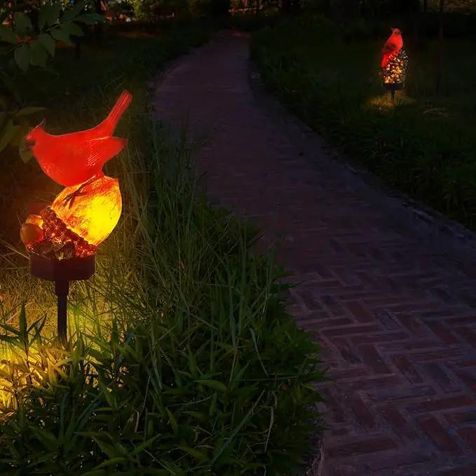 Capoda 2 Pieces Cardinal Garden Decorations Resin Bird Figurine Solar Light Stake Waterproof Light Stake Outdoor Decorations for Patio Yard Lawn Porch Pathway Christmas Decoration by GreenHaven Gardens