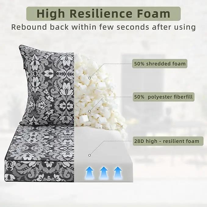 Favoyard Outdoor Seat Cushion 22 x 22 x 3 in Waterproof Pattern Fade Resistant Cover Removable Patio Furniture Cushions Deep Seat & Back Cushion Set with Adjustable Straps for Patio Chair Sofa Couch by GreenHaven Gardens