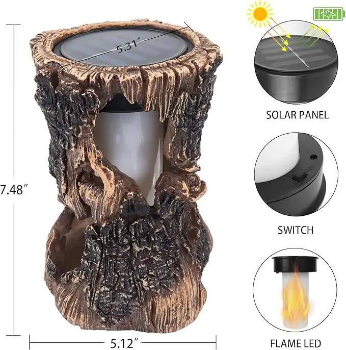 pearlstar Solar Lanterns Outdoor Tree Stump Fire Flame Light Halloween Decorative Solar Powered Lantern Waterproof Decor for Patio Garden Yard Pathway Lawn Deck,2PACK by GreenHaven Gardens