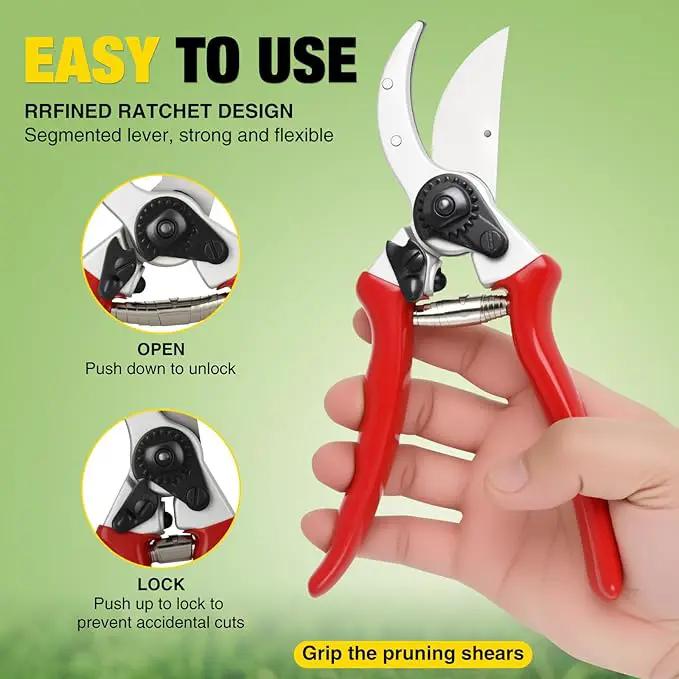 Yesker Pruning Shears Pruners for Gardening 8.5 in Professional Bypass Garden Scissors with Sharp SK5 Steel Blade Heavy Duty Hand Garden Shears Clippers for Branch Flower Plant Trimming Cutting Tools by GreenHaven Gardens