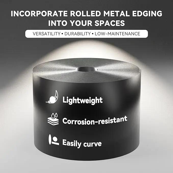 Worth Galvanized Steel Landscape Edging 8" x50' Metal Garden Edging Roll Flexible Bender Border with 16Pcs Stakes for Lawn, Flower Bed Edges, Black by GreenHaven Gardens
