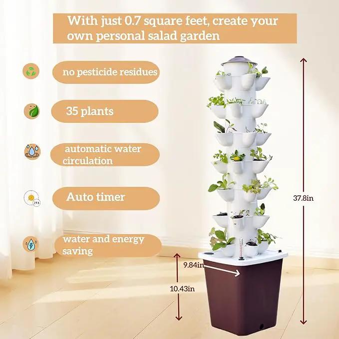 Hydroponic Growing System Kit – Indoor Vertical Hydroponic Garden Tower, 35 Planting Pods，Indoor Herb Garden,Lettuce Vegetables Hydroponic Growing Kit by GreenHaven Gardens