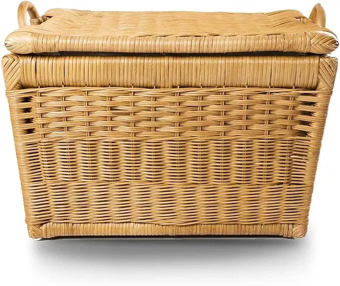 The Basket Lady Lift-Off Lid Wicker Storage Basket, Large, 24.5 in L x 18 in W x 17.5 in H, Sandstone by GreenHaven Gardens