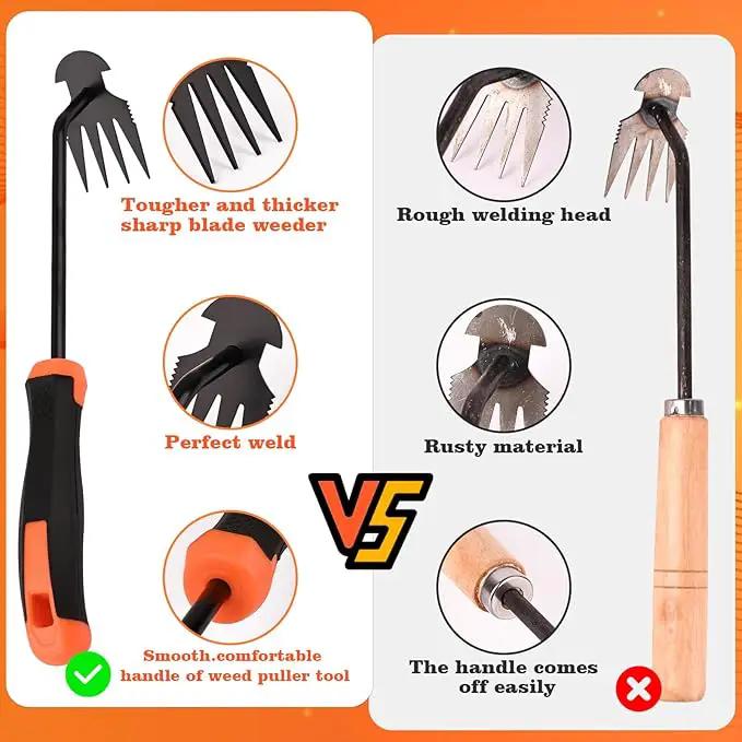 Weed Removal Tool, Portable Garden Weeder Tool，2024 New Manganese Steel Weed Puller Tool with Rubber Handle for Vegetable Gardening Garden Yard Farm Farm Planting & Uprooting Weeding Tool (Black) by GreenHaven Gardens