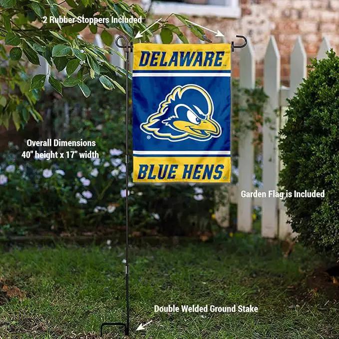 College Flags & Banners Co. Delaware Blue Hens Garden Flag with Stand Holder by GreenHaven Gardens