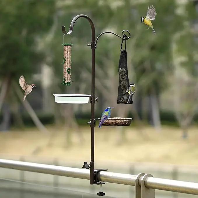 Deck Bird Feeding Station | Premium Multi Feeder Hanging Kit with Bird Bath & Sock Feeder | Attracts Wild Birds, Planter Hanger Hook for Outdoor Deck, Patio, Garden by GreenHaven Gardens