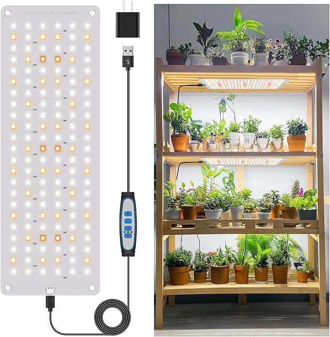 Grow Lights for Indoor Plants, Full Spectrum Under Shelf Plant Lights for Growing Small Plants, Light and Thin 138 LED Plant Grow Lamp Panel with 6/12/16H Timer, 3 Light Modes, 5 Dimmable by GreenHaven Gardens