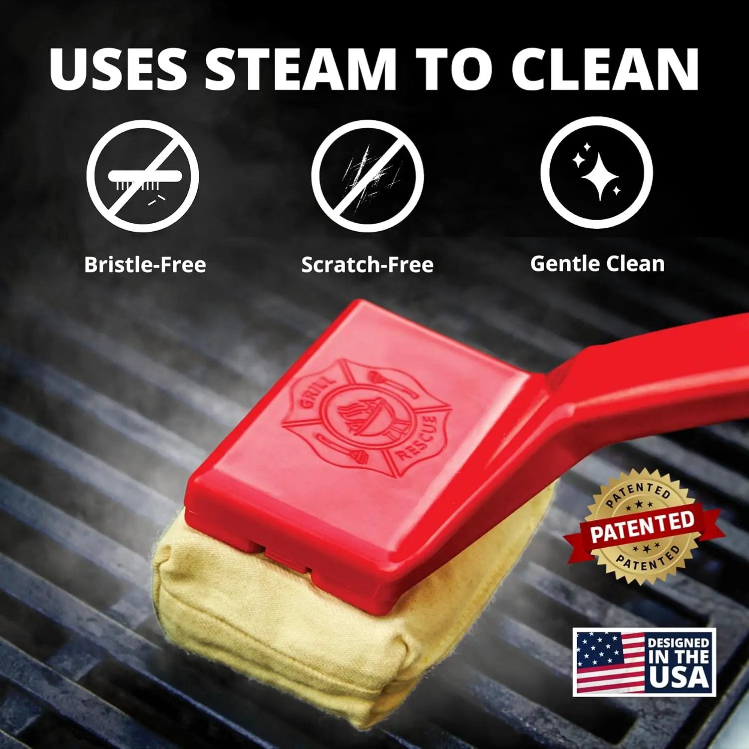 Grill Rescue BBQ Replaceable Scraper Cleaning Head, Bristle Free - Durable and Unique Scraper Tools for Cast Iron or Stainless-Steel Grates, Barbecue Cleaner (Non Scraper Brush) by GreenHaven Gardens