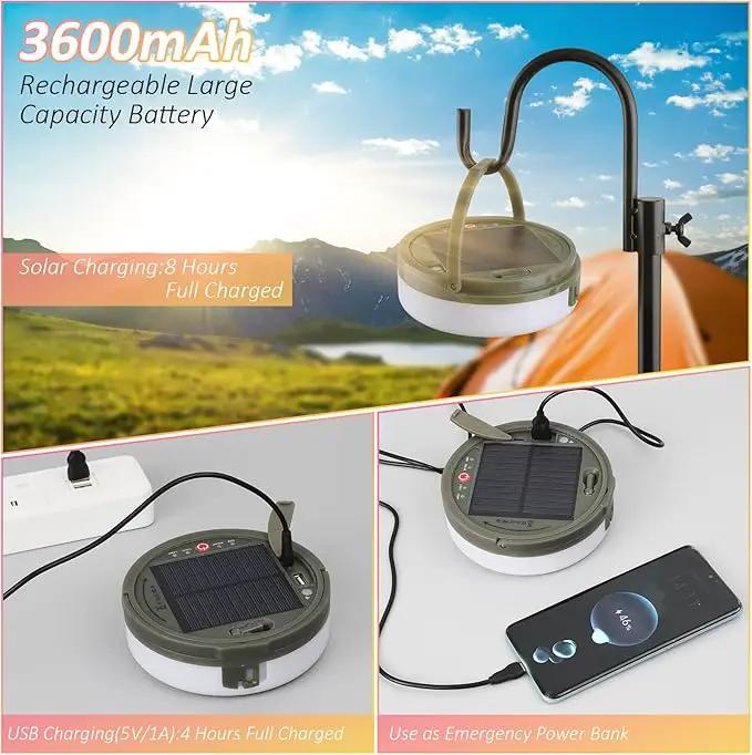 Solar Camping String Lights, 39.4FT Waterproof Camping Lights with 8 Lighting Modes, Rechargeable Outdoor Camp lamp 2 in 1with Remote Control, Portable Tent Lantern for Hiking, Yard, Party Decor by GreenHaven Gardens