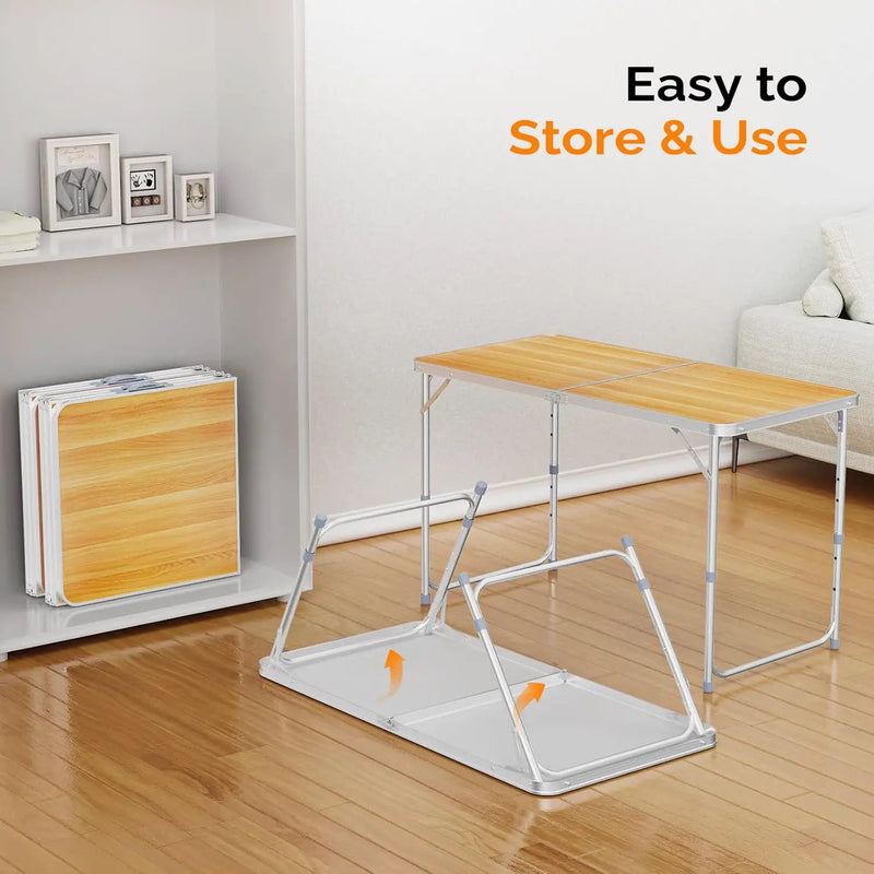 VINGLI 4FT White Folding Table with Carrying Handle Height Adjustable Lightweight Fold Up Portable for Indoor Outdoor Picnic,Camping,Hiking,Fishing,BBQ … by GreenHaven Gardens