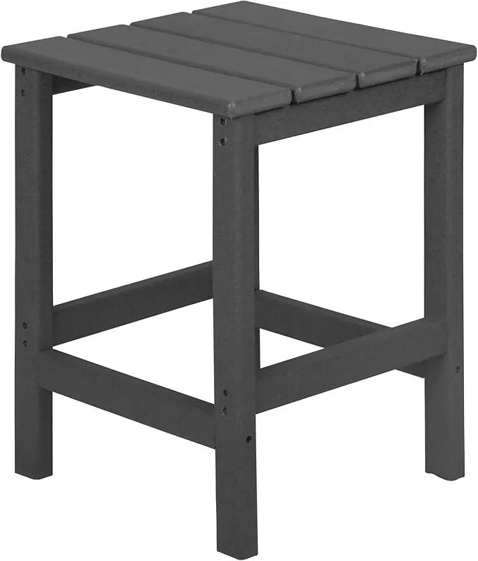 WO Home Furniture Adirondack Chairs Table Set of 3 PCS Outdoor Folding Chairs Side End Table Weather/UV Resistant for Lawn, Garden, Bon Fire, Balcony (Grey) by GreenHaven Gardens