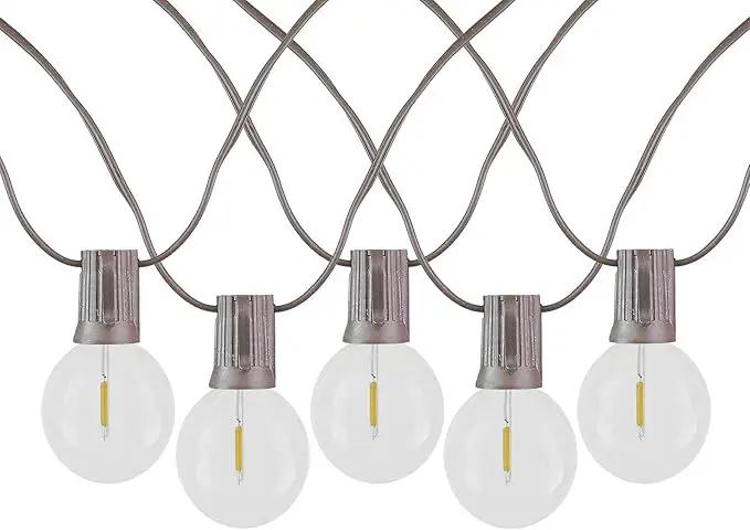 Novelty Lights 100 Feet G40 LED Patio String Lights with 67 Bulbs, Warm White, Weather Resistant and Shatterproof Replaceable Plastic Globe Bulbs, Brown Wire by GreenHaven Gardens