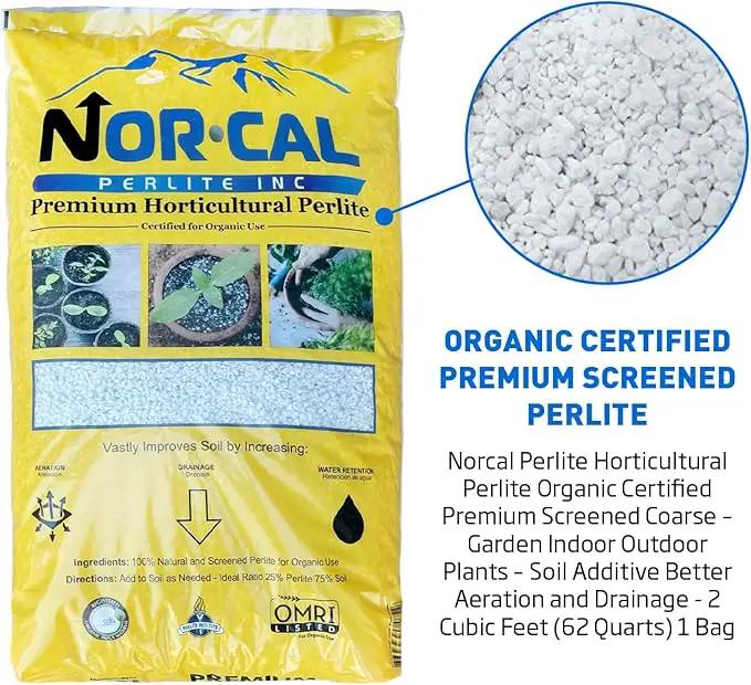 Norcal Perlite Horticultural Perlite Organic Certified Premium Screened Coarse – Garden Indoor Outdoor Plants – Soil Additive Better Aeration and Drainage - 2 Cubic Feet (62 Quarts) 1 Bag by GreenHaven Gardens