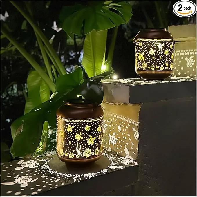 2 Pack Sea Turtle Solar Lanterns Outdoor Waterproof,Hanging Solar Lights Sea Turtle Gifts for Women Metal LED Decorative Light for Yard,Patio,Lawn,Tabletop,Pathway,Landscape,Garden Decor by GreenHaven Gardens