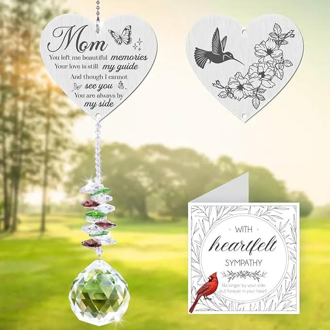 Mom in Heaven Memorial Crystal Suncatcher,Memorial Gifts for Loss of Mom,Loss of a Mother Sympathy Gifts,Hanging Crystals Ornament for Window Rainbow Maker Prisms Home Decor Gift by GreenHaven Gardens