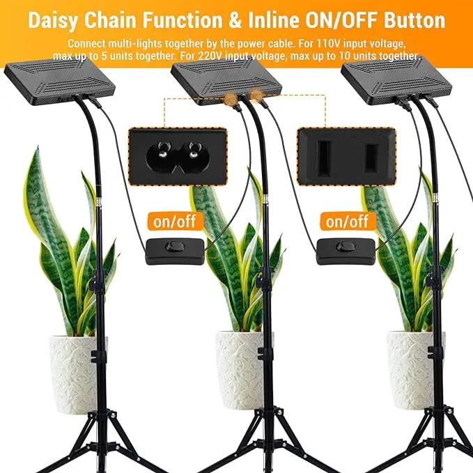 FECiDA Grow Lights for Indoor Plants with Stand, UV-IR Full Spectrum LED Standing Plant Grow Light, 2000 Lumen Houseplant Growing Floor Lamp with On/Off Switch, Daisy Chain Function by GreenHaven Gardens