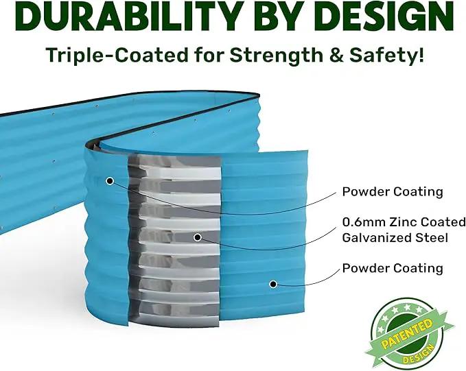 9-in-1 Galvanized Steel Raised Garden Bed // 8×2×1.5 ft Modular Planter for Gardening, Vegetables, Flowers // 18" Tall Metal Raised Garden Beds Outdoor (Teal) // Patented Design Planter Box by GreenHaven Gardens