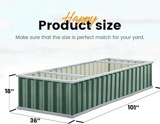 KING BIRD Galvanized Raised Garden Bed with 2 Installation Methods for DIY, 101" x 36" x 18" Heightened Planter Kit Box Outdoor for Deep-Rooted Vegetables, Flowers, Green by GreenHaven Gardens