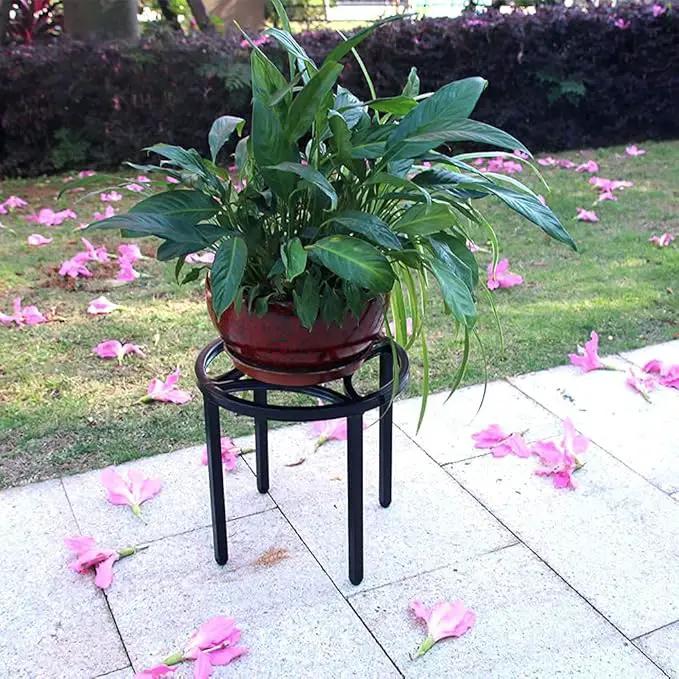 Zhongma Set of 3 Metal Plant Stand for Heavy Potted Plant for Home Indoor and Outdoor, 220 LBS Capacity & Heavy Duty Construction, Sturdy Plant Riser without Installation Required by GreenHaven Gardens