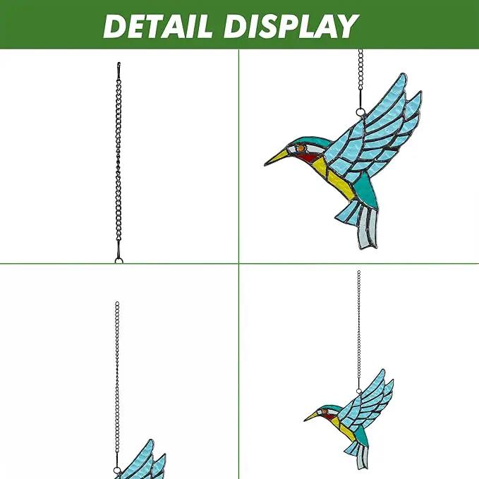 Stained Glass Hummingbird,Stained Glass Window Hanging, Flying Male Hummingbird suncatcher for Windows Doors Room Home, Hummingbird Deco, Gift for Mom, Father, and Nature Lovers. by GreenHaven Gardens