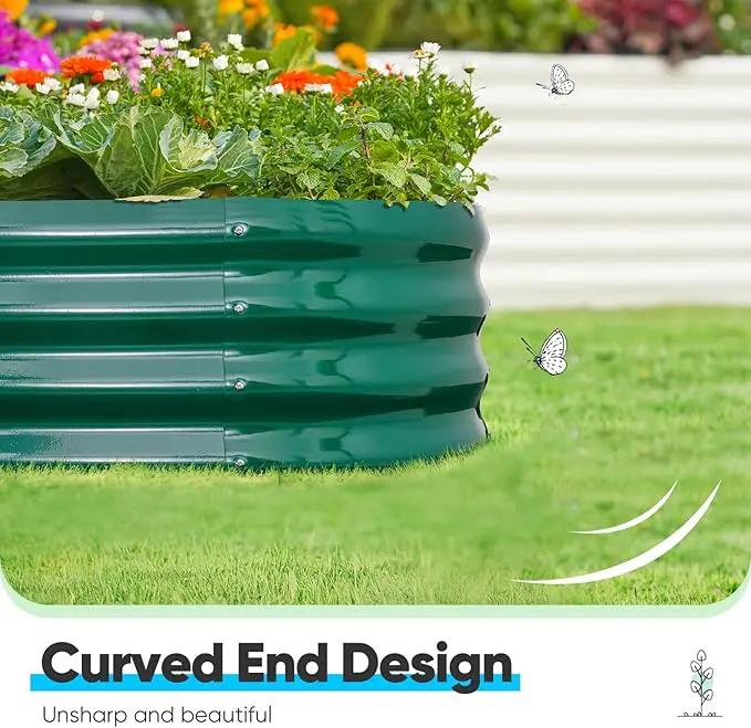 Quictent Raised Garden Bed Kit Oval Galvanized Metal Planter Box for Vegetables Outdoor Backyard, Rubber Strip Edging Included, Dark Green 6x3x2 ft by GreenHaven Gardens