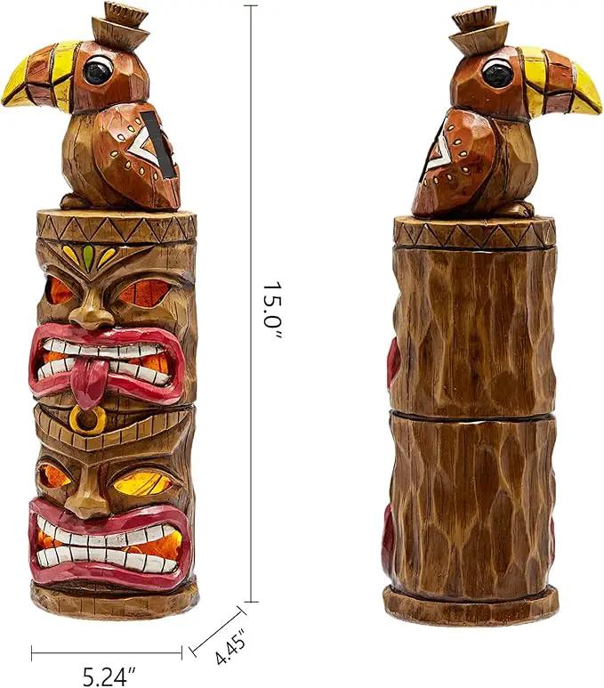 Outdoor Tiki Statue Decoration-Solar Garden Figurine - Woodpecker Waterproof Unique Housewarming Gifts for Women Patio,Balcony,Yard,Lawn Decor 15 Inch Tall by GreenHaven Gardens