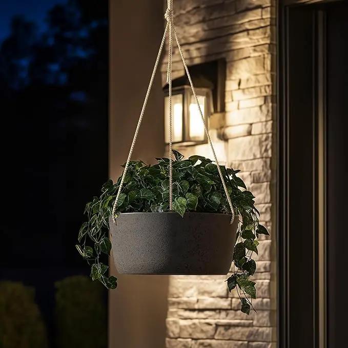 La Jolie Maison Large Hanging Planters - 12 Inch Outdoor Flower Pots, Hanging Garden Planters Set of 2, Black Charcoal by GreenHaven Gardens