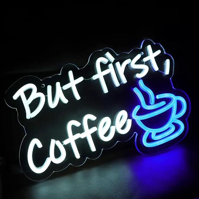 But First Coffee Neon Sign for Coffee Bar Pub Decor,Wall Art Decoration For Restaurant Living room,Led Light of Cafe,USB Power Supply With Metal Chain. by GreenHaven Gardens