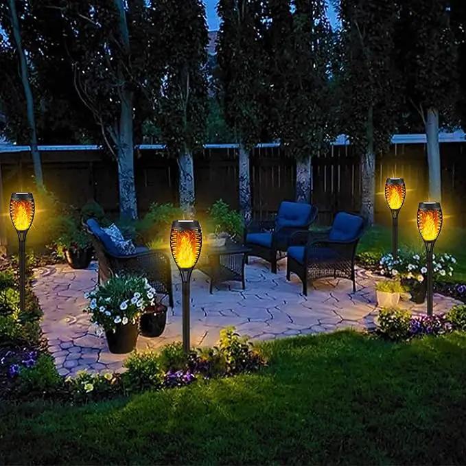 8 Pack Solar Tiki Torches, Flickering Flame Garden Decor, Waterproof LED Torches for Outside Patio Yard (Yellow) by GreenHaven Gardens
