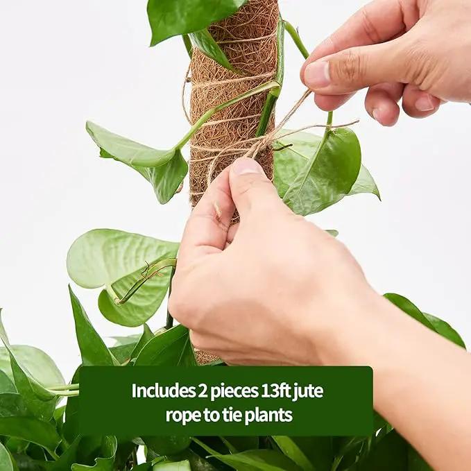 6 Pcs Moss Pole Extending to 68 Inches for Plants Monstera, Plant Support Stakes for Indoor Climbing Plants Grow Upwards, with 65ft Twist Ties, 13ft Jute Rope, 6.5ft Hook-and-Loop Strip by GreenHaven Gardens