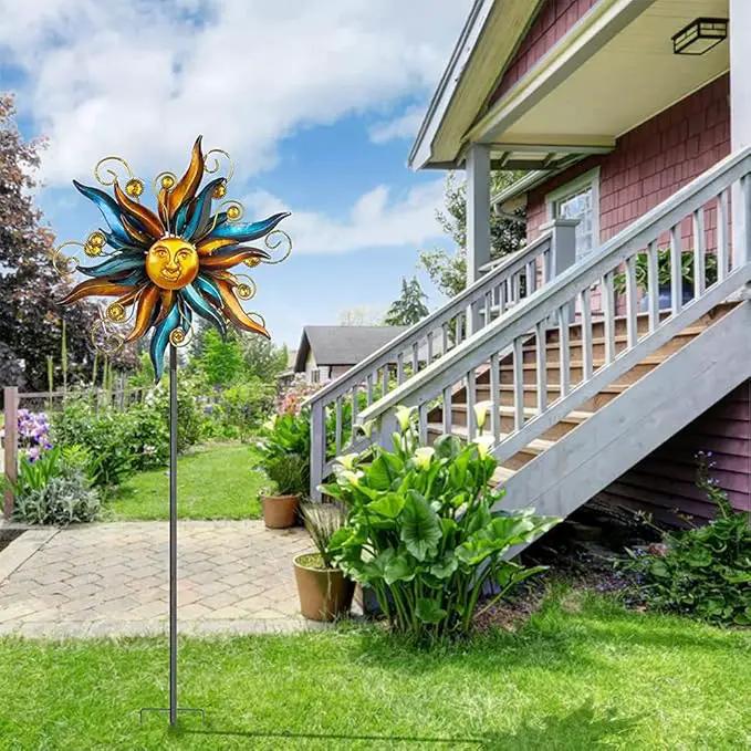 VEWOGARDEN Garden Solar Wind Spinner, Sun Outdoor Metal Wind Sculpture Yard Art Decor for Patio, Lawn & Garden by GreenHaven Gardens