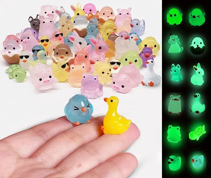 Luminous Mini Resin Animals 50 Pcs Tiny Animals to Hide Around The Office Home Mini Ducks Tiny Frogs Small Birds Little Rabbits Glow in The Dark for Crafts Fairy Garden Accessories by GreenHaven Gardens