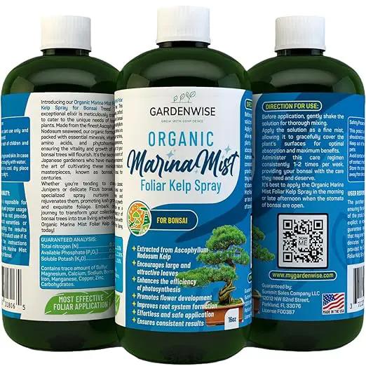 Organic Marina Mist Foliar Spray for All Live Indoor and Outdoor Bonsai Tree Plants | Micro Nutrients for Vital Bonsai Health | Gentle Formula | Liquid Plant Food | Quick Results (8 oz) by GreenHaven Gardens