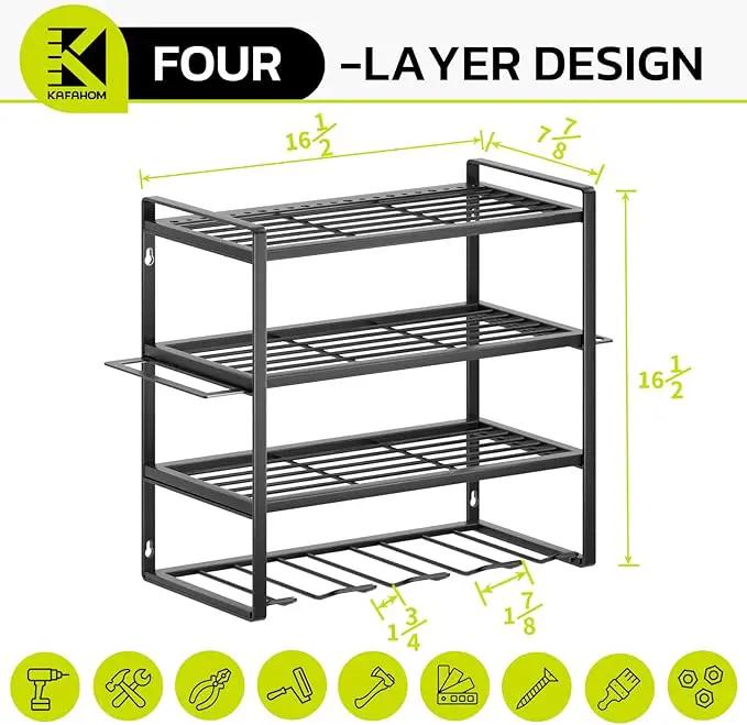 KAFAHOM Power Tool Organizer, Garage Tool Organizers and Storage,Drill Holder Wall Mount, Storage Rack for Cordless Drill, Heavy Duty Tool shelf with Screwdriver Holder/Pliers Holder/Hammer Holder by GreenHaven Gardens