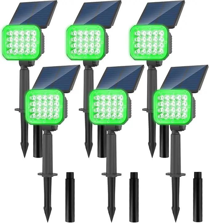 Green Solar Spot Lights Outdoor, St. Patrick's Day Decor Spotlight Waterproof IP65, Adjustable Panel Solar Landscape Spotlights for Tree Yard Halloween Christmas Decor 6 Pack by GreenHaven Gardens