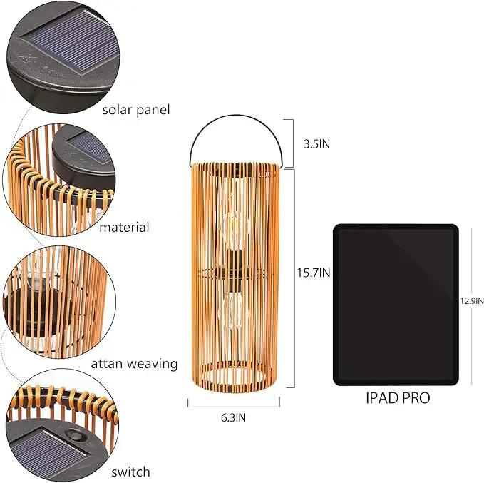 Solar Lanterns Outdoor Hanging Lantern Warm White Light Edison Style Bulb Yard Garden Wedding Home Parties Patio Decoration Waterproof Outdoor Floor Lamp Brown by GreenHaven Gardens