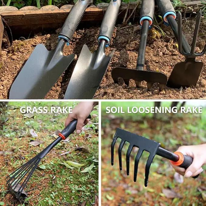 Large Garden Tool Set with Non-Slip Rubber Handle - 6 Piece Heavy Duty, Gardening Hand Tools, Sturdy Durable, Classic Utility Gardening Gift by GreenHaven Gardens