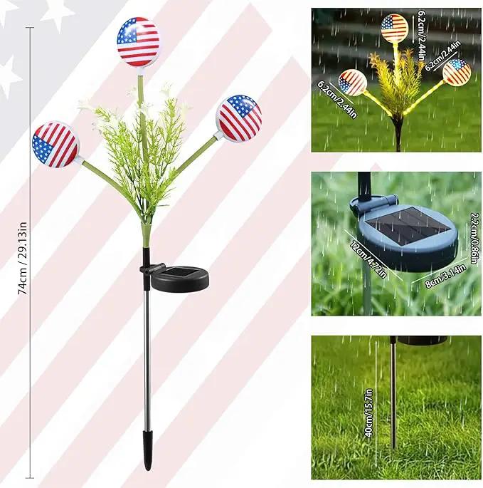 Solar Lights Outdoor Waterproof, 2 Pack American Flag Garden Lights for Yard,Garden,Patio,Pathway Decoration, Landscape Ambient Lighting for Festival,Holiday,Party,Christmas Gifts New Year Decorations by GreenHaven Gardens