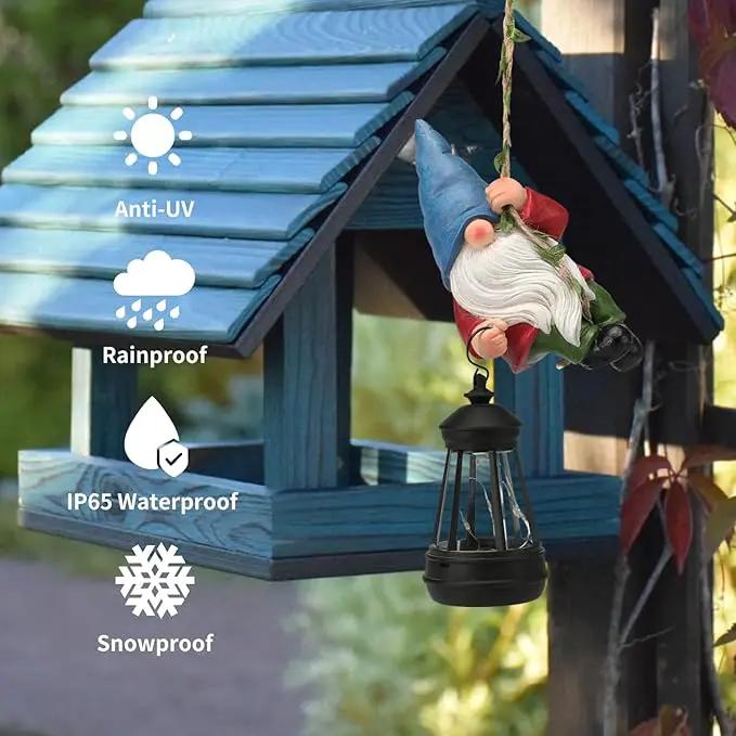Solar Hanging Gnome Garden Statue Climbing Rope Gnome with LED Lantern Outdoor Decor Tree Hugger Yard Porch Wall Decoration Christmas Gardening Gift for Mom by GreenHaven Gardens