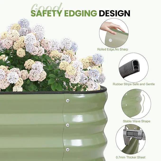 G GOOD GAIN Raised Garden Bed Kit | 2Pcs 4-in-1 Adjustable Galvanized Metal Planter Boxes for Outdoor Vegetables, Flowers Herb | Multiple Sizes (5x3x1ft, 4x4x1ft, 6x2x1ft, 7x1x1ft), Green by GreenHaven Gardens