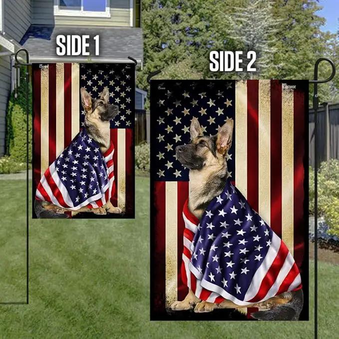 FLAGWIX German Shepherd Flag - Outdoor German Shepherd Decorations, Garden Flag (11.5" x 17.5"), Heavy-duty Canvas German Shepherd Patriot Flag Double Sided Garden Flag by GreenHaven Gardens
